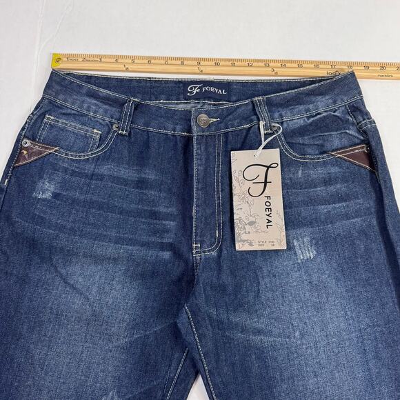 Fe Foeyal Medium Vintage Wash Men's 5 Pocket Distressed Jeans Size 38x31 NWT - Picture 5 of 13